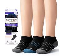 Copper Fit Unisex Copper Infused No Show Socks - 3 Pack, Small/Medium, Black