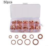 Copper Flat Washer Assortment Kit with 50/100/120 Pieces Perfect for Various Sealing Needs (150pcs)