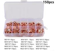 Copper Flat Washer Gasket Assortment 50/100/120 Pcs Reliable Sealing for Various Applications (150pcs)