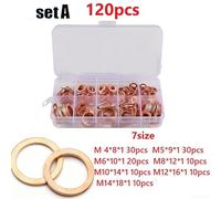 Copper Flat Washer Kit with 50/100/120 Pieces for Sump Reliable Sealing Solution for Various Uses (120pcs)