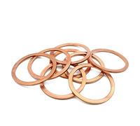 Copper Flat Washer M10 Seal Gasket Inner Diameter 10mm Sealing Ring Thin Sheet T3 Red(10x22x1.5(5Pcs))