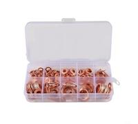 Copper Flat Washers, 100pcs Purple Copper Sealing Gasket Assortment Kit with Size Chart for Industrial & Automotive Applications