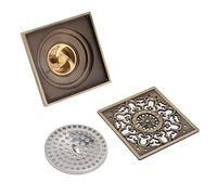 Copper Floor Drain, Squared Shower Drain, Large Flow, Odor Proof - Sturdy Copper Material, Retro Style, Bathroom and Kitchen Use