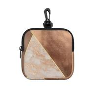 Copper Foil and Blush Rose Gold Marble Triangles, Square Zipper Storage Bag, Neoprene Coin Purse, Small Wallets, Change Pouch, Change Purse