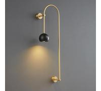 Copper Gooseneck Wall Lamp,Linear Brass Wall Light with GU10 Socket,Modern Simple Bedside Wall Sconce,Interior Decorative Lighting Wall Mounted Lamp for Bedroom Living Room Stairs Porch Hall