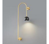 Copper Gooseneck Wall Lamp,Linear Brass Wall Light with GU10 Socket,Modern Simple Bedside Wall Sconce,Interior Decorative Lighting Wall Mounted Lamp for Bedroom Living Room Stairs Porch Hall