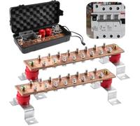Copper Ground Mounted On Walls, 9.8” X 2.0” X 0.2” Bus Bar, 16 Terminal Positions Of 9/32 With Brackets Insulators Bolts Washers, For Electrical Appliances High Low Power, 2 Pcs