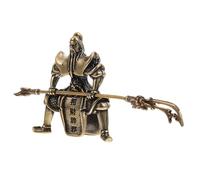 Copper Guan Tabletop Ornament Warrior Figurine Decor Golden Copper Material Creative Vivid Style Stable Flat Bottom Design Feng Shui Chinese God of Wealth Adorn for Tea Trays