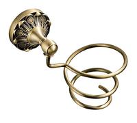 Copper Hair Dryer Rack Wall Mounted Spiral Support Golden | 6mm Punching Hole, Bathroom Storage Holder, Minimalist Contemporary Finish