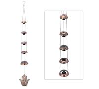 Copper Hand of God Temple Wind Chime - 5-Bell Red Copper Feng Shui Chime with Sacred Hand of God Medallion for Porch, Patio, Garden Décor & Memorial Keepsake
