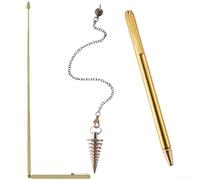 Copper Handle Dowsing Rods Retractable Design With Pendulum For Treasure Hunting And Divination Gold Finish Portable Energy Scanner For Paranormal Investigation And Spiritual Work(A)