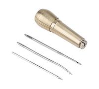 Copper Handle Leather Sewing Awl Kit with 3 Needles - Hand Stitcher Tool for DIY Leather Craft, Repairing Shoes, Bags, and Heavy Fabrics