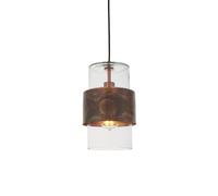 Copper Hanging Ceiling Pendant Light - Clear Glass Shade - Single Bulb Fitting
