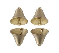 Copper Hanging Grazing Bell 4-Pack for Cattle Goats Horses Sheep Livestock Animals Cowbell with for Crisp Sound Long Distance Audible Anti-Lost Outdoor Herding Equipment Golden 2.04 Inch