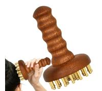 Copper Head Massage Comb Gua Sha Body Scalp Massage Tool with Wooden Handle