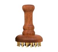 Copper Head Massager Comb - 13 x 9 cm 24 Teeth Sandalwood Handle Relaxation, Scalp Meridian Gua Sha Stimulation Blood Flow, Ergonomic Deep Tissue Soothing Brush | for Women Men Spa Travel