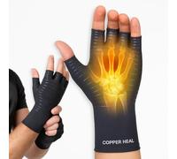 COPPER HEAL Arthritis Gloves Women & Men Pair - Highest Copper Infused Fingerless Compression Gloves Hand Warmers Wrist Supports Rheumatoid Arthritis Pain Relief carpal tunnel wrist splint glove golf