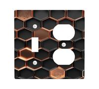 Copper Honeycomb Light Switch Cover Plate, Modern Black and Copper Design for Home Decor, Thermoplastic, Standard Size Toggle Duplex