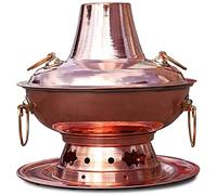 Copper hot Pot, Chinese Tranditional Hotpot,Hot Pot Mongolian, Pure Copper Fondue Shabu Induction Cooker Use