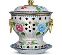 Copper Hot Pot Shabu Cooking Traditional Old Beijing Style Portable Outdoor Stock Pot with Lid Handles Split Design Easy Clean Ideal for Home and Restaurant Thick Beige One Size