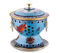 Copper Hot Pot - Traditional Chinese Design, Enameled, Ideal for Alcohol Cooking, 19cm Diameter, Serves 1-2 Users