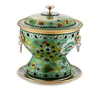 Copper Hot Pot - Traditional Chinese Design, Enameled, Ideal for Alcohol Cooking, 19cm Diameter, Serves 1-2 Users