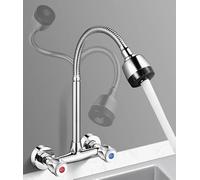 Copper In Wall Kitchen Faucet with Two Handle Design for Independent Hot Cold Water Adjustment and Bubbly Flow Aerator Integration (C)