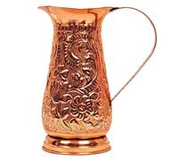 Copper Jug Water Pitcher Copper for Ayurveda Healing No Inner Liner Copper Pitcher Vessel Ayurveda Jug for Drinking Water, Moscow Mule, Cocktail 1.5 L (Design-9)
