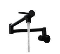 Copper Kettle Faucet Wall-Mounted Folding Kitchen Faucet Single-Cold Sink Rotating Folding Nozzle Leak Free Design(Black A)
