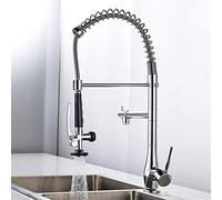 Copper Kitchen Faucet Kitchen Sink Faucet Dual Spring Cold and Hot Water Mixer Single Handle Rotary Belt AeratorElectroplate,Elektropl?t-A