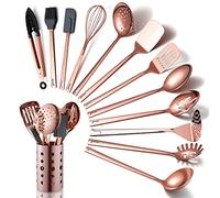 Copper Kitchen Utensils Set,13 Pieces Stainless Steel Cooking Utensils Set With Titanium Rose Gold Plating,Kitchen Tools Set With Utensil Holder For Non-Stick Cookware Dishwasher Safe (13 Packs)