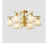 Copper Lighting Statement Light Fixture Metal Chandelier European Style All-Copper Chandelier Interior Lighting Classic Design Pendant Light Traditional Decor Ornate Chandelier,B,6 heads