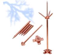 Copper Lightnings Protection System, 3-Prong Lightnings Rod with 20-Inch Grounding Core for House and Building Safety