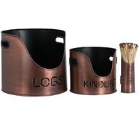 Copper Logs Kindling Buckets and Matchstick Holder