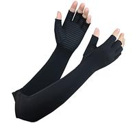 Copper Long Arthritis Gloves,Long Wrist Compression Arm Sleeve Carpal Tunnel Gloves, Fingerless Hand Compression Gloves for Men Women Computer Typing, RSI, Support Hands Wrist &Arms - 1 PAIR (Medium)