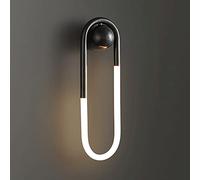 Copper Long Ring Wall Lamp, Annulus Brass Wall Light with Acrylic Lampshade, Modern LED Wall Sconce, Bedside Decorative Lighting Wall Lamps, Black Simple Wall Lights for Stairwell