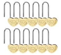 Copper Love Locks, 10 Pcs, Heart-Shaped, 2 in / 5 Cm, Love You and Engraved, for 10Th Anniversary and Travel, Personalized Gifts Ideal Couples