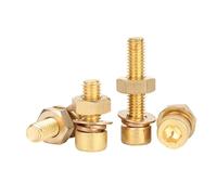 Copper M6 Hex Socket Head Cap Screws and Nuts Kit with Flat and Spring Washers, 20 Sets, Cup Head Allen Bolts Fixing screws(M6x40 [20 sets])