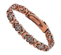 Copper Magnetic Bracelet for Women, Four-Leaf Glittering, Adjustable Fashion Accessory, Magnetic Jewellery Bangle for Her, for Wedding, Birthday, Christmas, Valentine's Day, Party, Travel, Siehe