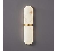 Copper Marble Wall Lamp丨Wall Light Compatible with Living Room TV Background Wall Lamp丨Chinese Style Sconces Compatible with Bedroom Bedside Aisle丨Oval White Marble Wall Lighting Fixtures,Wall Lights