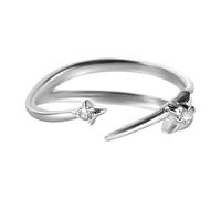 Copper Materials Rings Four Pointed Star Art Adjustable Feature Cubic Zirconia Stone for Fashion Copper Rings