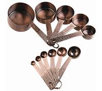 Copper Measuring Cups and Spoons Set, Metric & US Stainless Steel 5 Measuring Cups and 6 Measuring Spoons for Baking & Kitchen