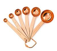 Copper Measuring Spoons, Set of 6 - Sturdy Lightweight. Copper-Plated Stainless Steel. Mirror Polished Copper Finish