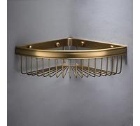 Copper Mesh Basket - Double-Layer Antique Corner Shelf with Wall Hook for Bathroom Storage - Elegant Triangular Design for Organizing Essentials