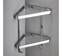Copper Mesh Basket - Double-Layer Antique Corner Shelf with Wall Hook for Bathroom Storage - Elegant Triangular Design for Organizing Essentials