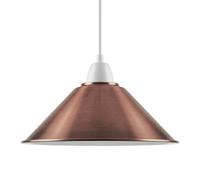 Metal Cone Lampshade 22cm, Copper Industrial Ceiling Pendant Light Shade, Easy Fit E27 B22, Retro Vintage Style for Kitchen, Living Room, Hallway, Bar, Loft - Reducer Ring Included