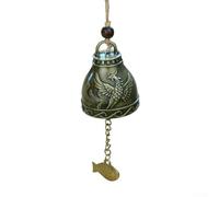 Copper Metal Wind Chimes Bells Ornament with Hanging Fish Pendant for Yard and Garden, Creates Calming Sounds to Enhance Indoor and Outdoor Spaces (Phoenix)