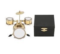 Copper Miniature Drum Set Model Exquisite Detailed Replica Non Playable Mini Drum Set for Music Lovers Dollhouse Decor Copper Material 8.6 x 8 x 5.9cm