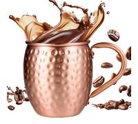 Copper Mug, Hammered Drinking Vessels Made of Copper, 530 ml, Hammered Copper Cups, Christmas Kitchen Bar and Drinking Water, Tea, Beer, Cocktail, Temperature Consistency Ensures a Refreshing