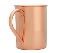 Copper Mules PURE Copper Mug RAW Copper Interior Ideal for Ayurvedic Health Benefits and Moscow Mules - Straight Smooth Finish - Authentic and Strong Riveited Handle - Holds 16oz